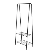 Вешалка для плечиков BOOMHOUSE GR-004 (в1530*ш600*г360мм), 2 полки, металл, черная, 701439