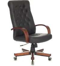 Кресло руководителя Бюрократ T-9928WALNUT/ECO черный эко.кожа крестов. металл/дерево