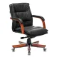 Кресло руководителя Бюрократ T-9927WALNUT-LOW/BL низкая спинка черный кожа крестовина дерево главное фото в маленьком размере